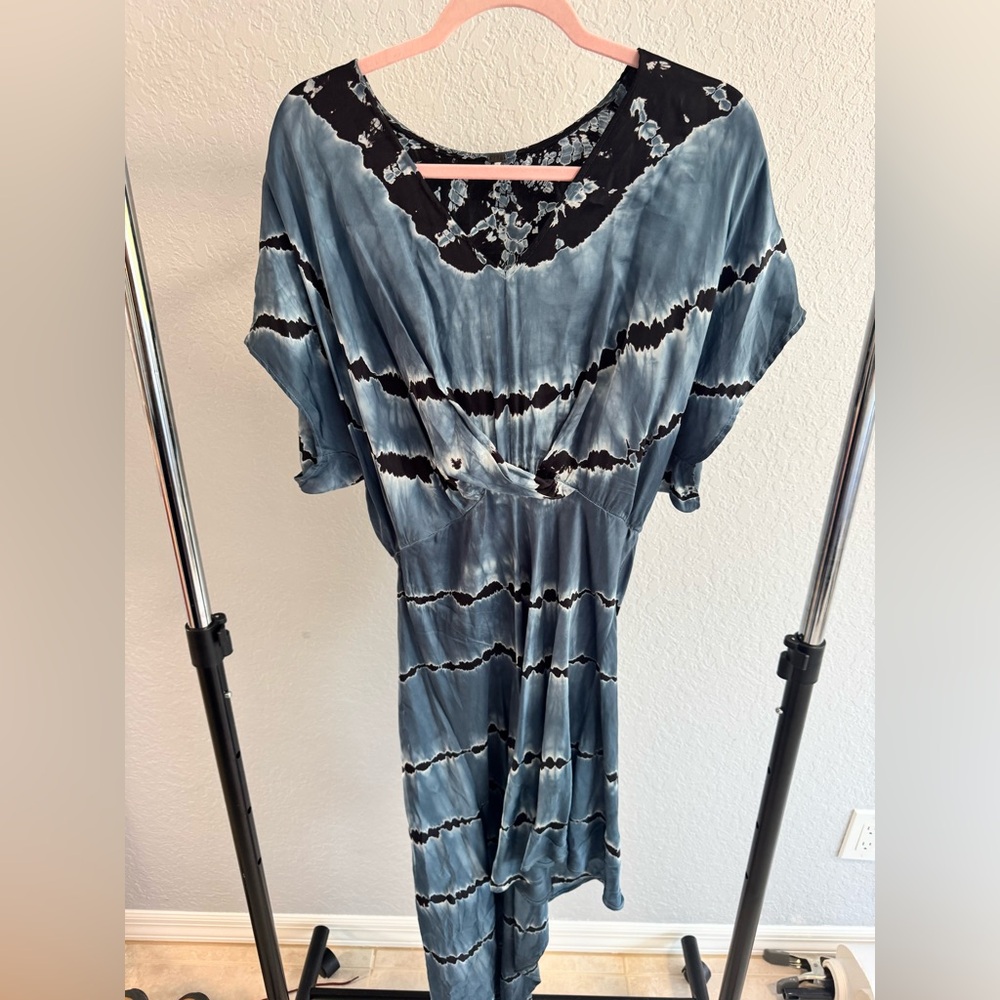 Boho Tie-Dye Dress with Floral Accents, brand Young, Fabulous, and broke